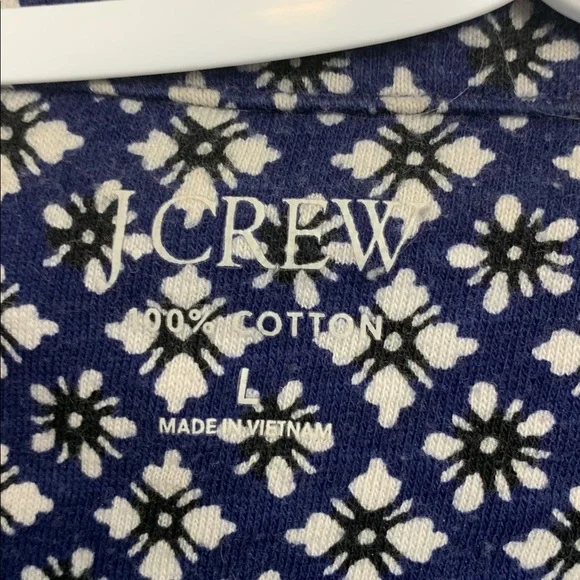 J. Crew Mens  100% Cotton Button Down Short Sleeve Shirt Blue w Black and White - Picture 3 of 9